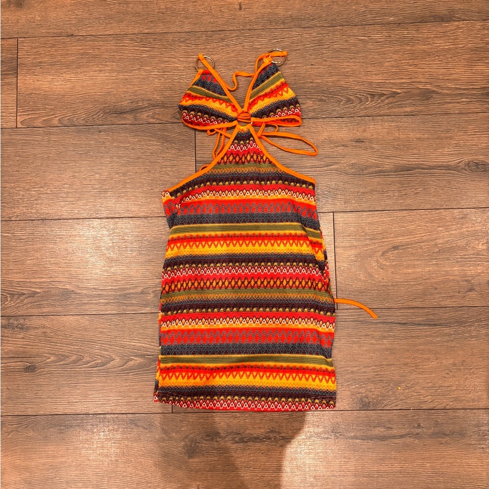 SHEIN Multicolor Knit Pattern Dress